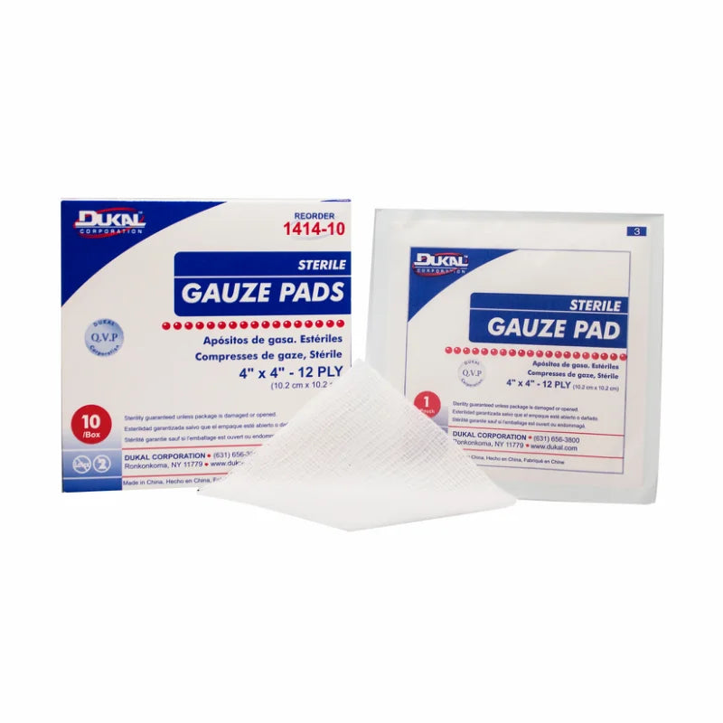 Dukal Gauze Pad 4" x 4" 12 Ply Sterile, 10/bx, 60bx/cs