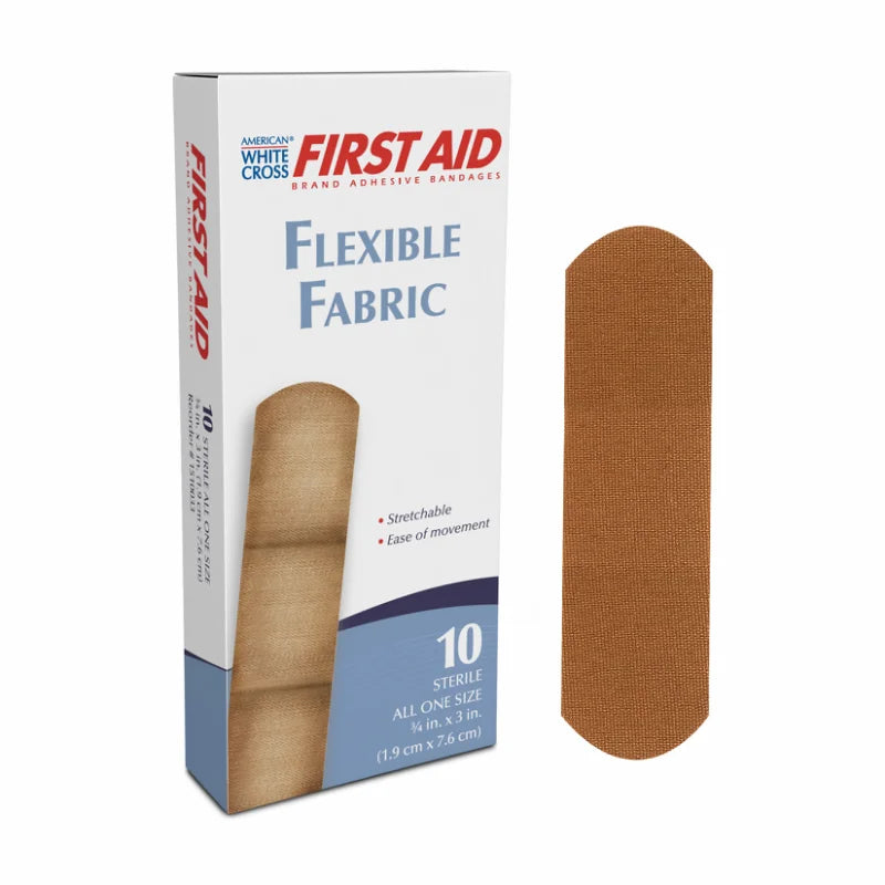 AWC Sterile Lightweight Flexible Fabric Adhesive Bandages 3/4" x 3", 10/bx, 288bx/cs