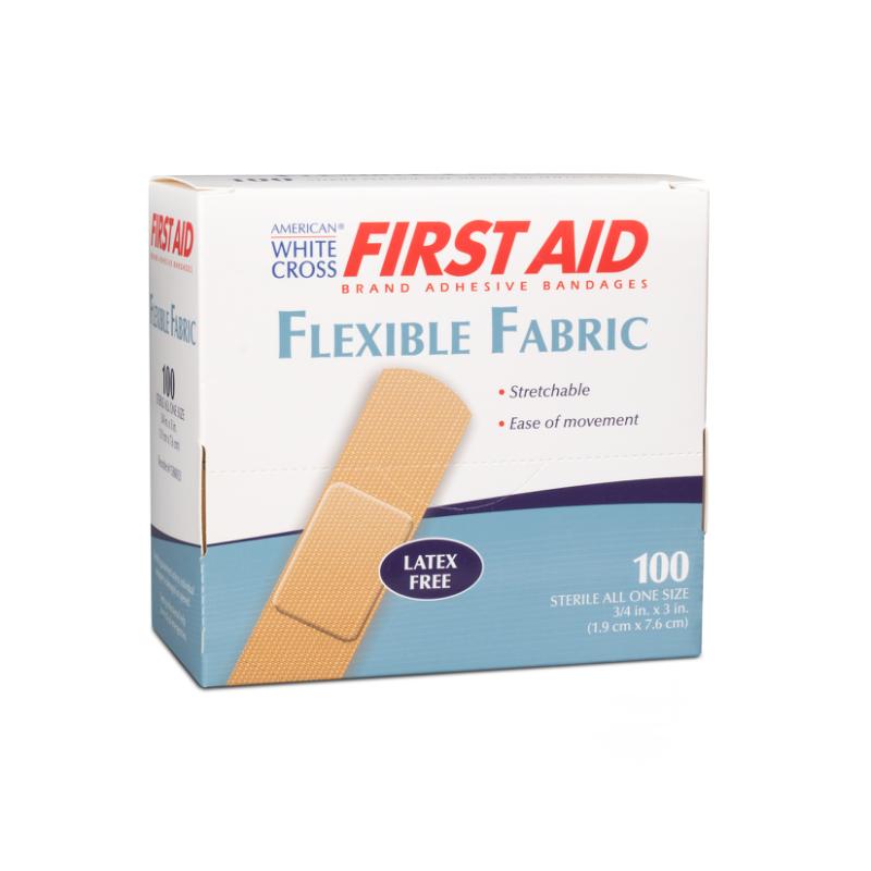 AWC Sterile Lightweight Flexible Fabric Adhesive Bandages 3/4" x 3", 100/bx, 12bx/cs