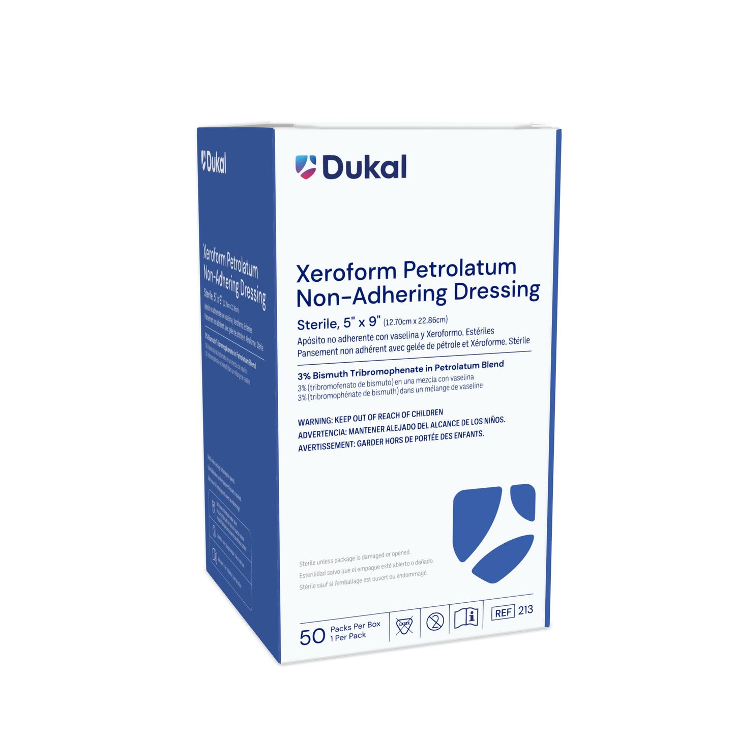 Dukal Xeroform Petrolatum Impregnated Dressing, Rectangle 5" X 9", Sterile, 50/bx