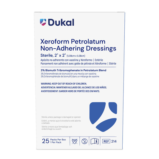 Dukal Xeroform Petrolatum Gauze 2" x 2", Sterile, 25/bx