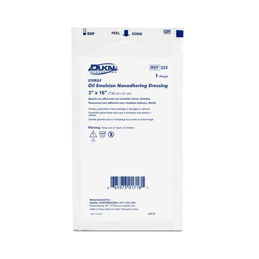 Dukal Oil Emulsion Non-adhering Dressing 3" x 16", Sterile, 1/per 36/bx