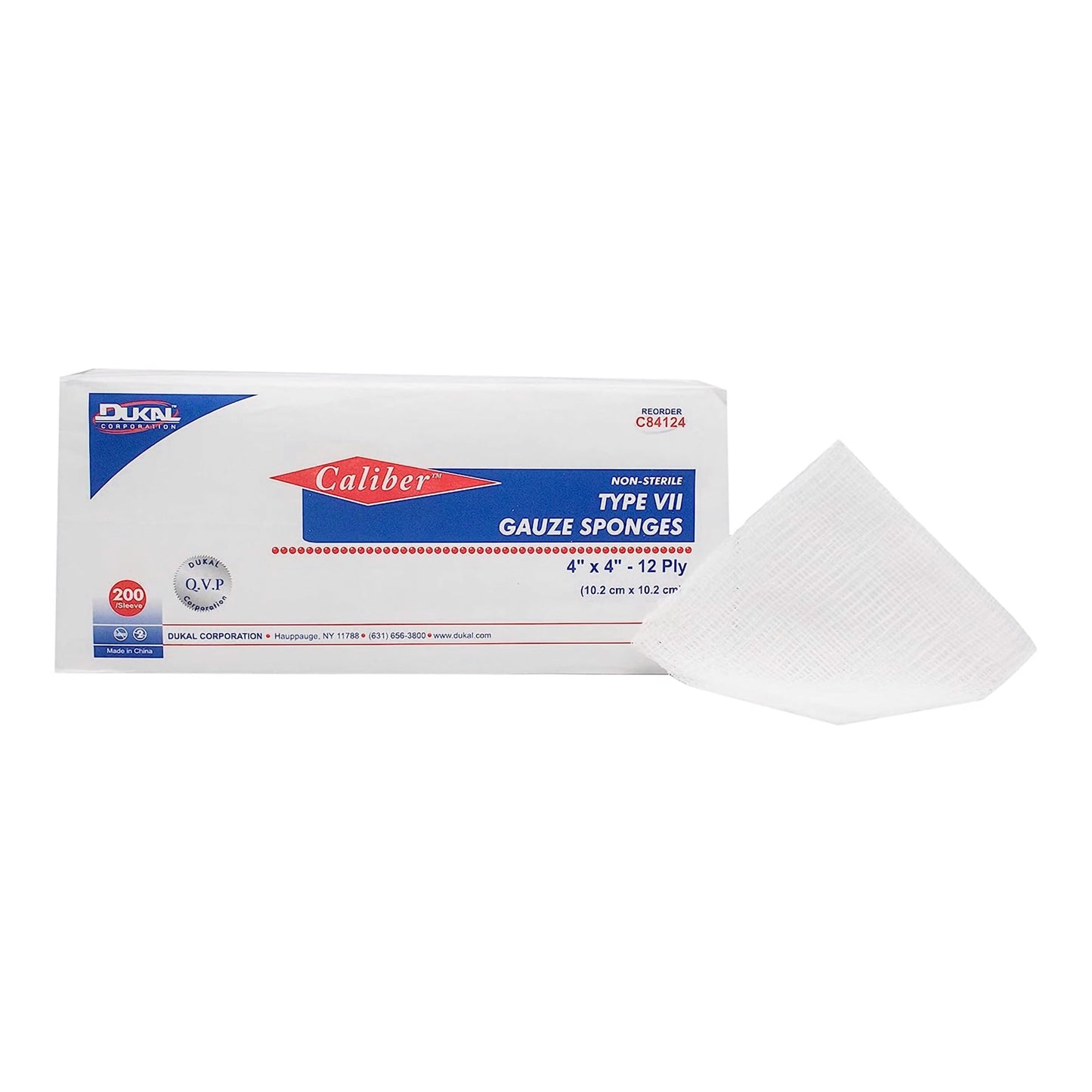 Dukal Caliber Type VII Gauze Sponges 4" x 4", Non-sterile, 12-Ply, 200/bg, 10bg/cs