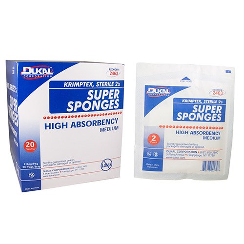 Dukal Fluff Dressing Krimtex 6" x 6-3/4", 1-Ply, Sterile, 2/ty, 20ty/bx, 12bx/cs, (480 units)