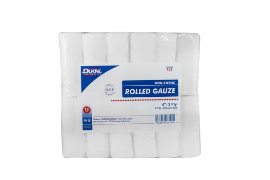 Dukal Rolled Gauze, 4" x 5 yd, 2ply, Non-Sterile (Pack of 96)
