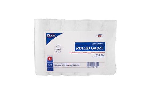 Dukal Rolled Gauze, 6" x 5 yd, 2ply, Non-Sterile (Pack of 48)
