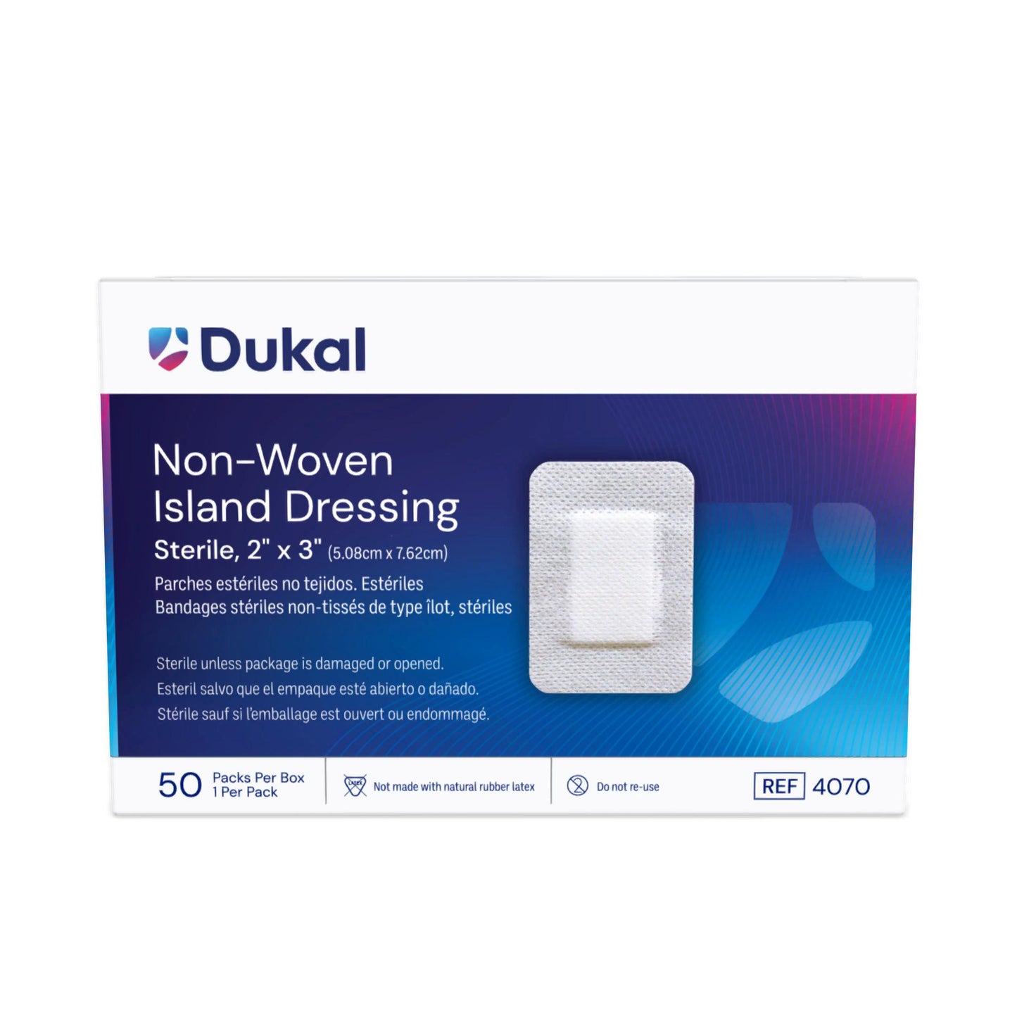 Dukal Non-Woven Island Dressing, 2" x 3", Sterile, 50/bx, 8bx/cs