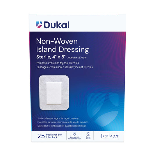 Dukal Non-Woven Island Dressing, 4" x 5", Sterile, 25/bx, 8bx/cs