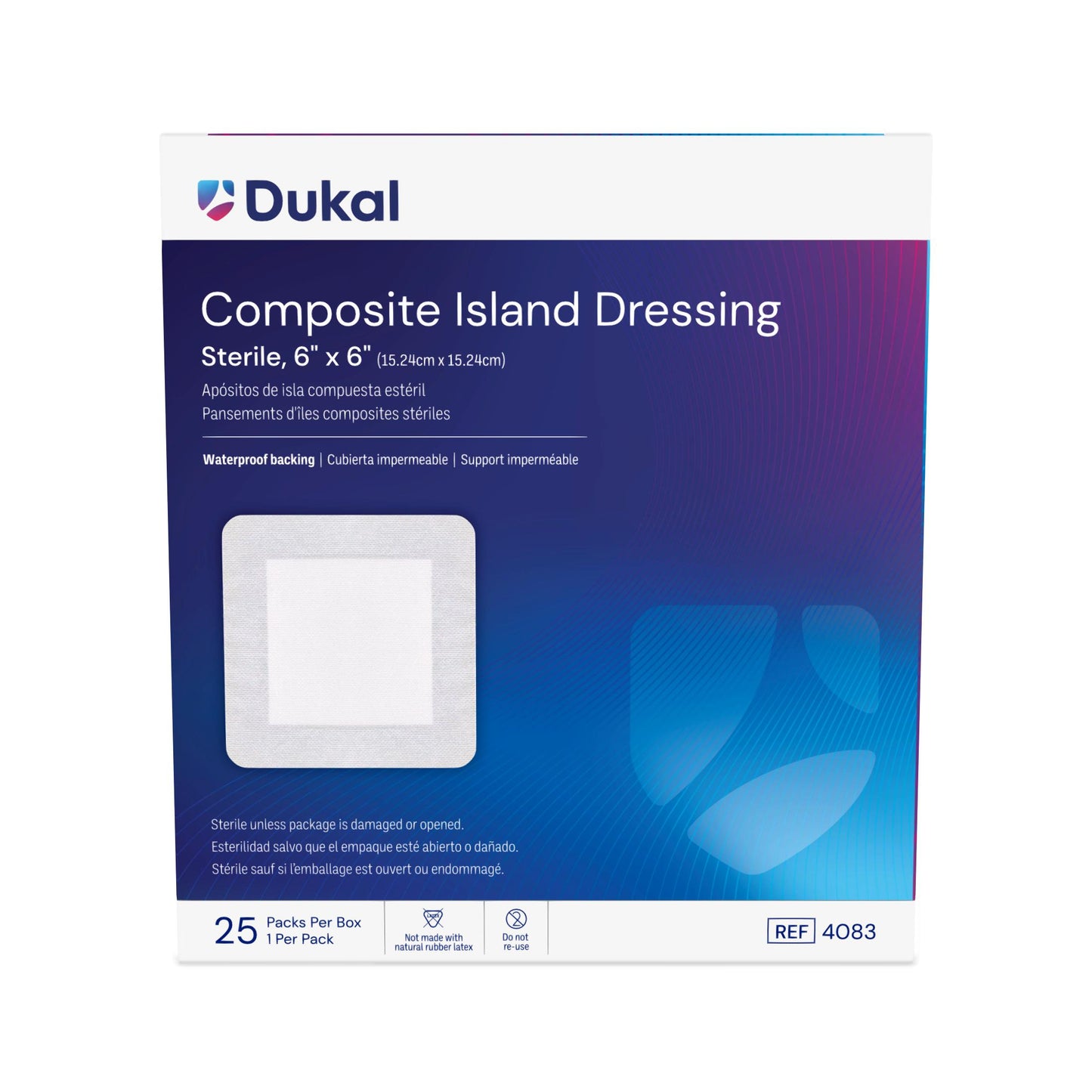 Dukal Composite Island Dressing 6" x 6", Sterile, 25/bx, 4bx/cs