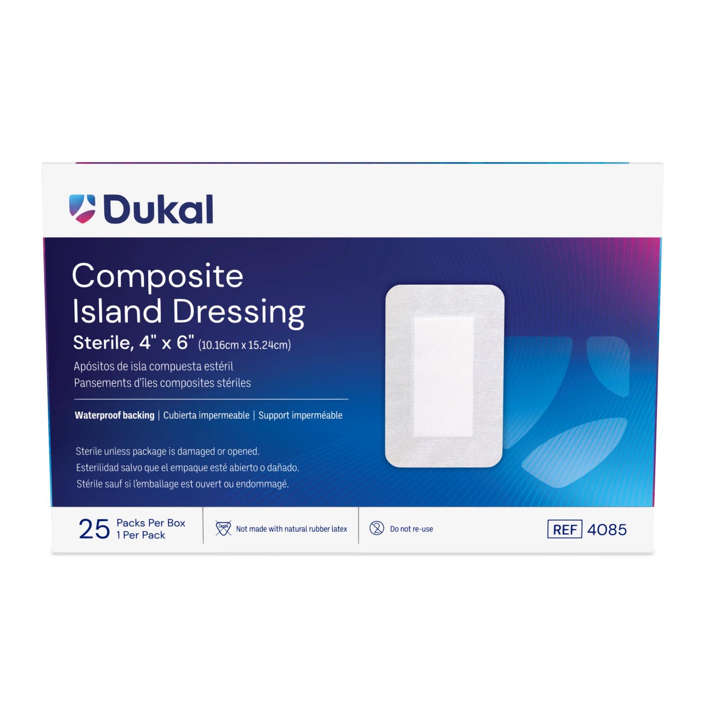 Dukal Composite Island Dressing 4" x 6", Sterile, 25/bx, 4bx/cs