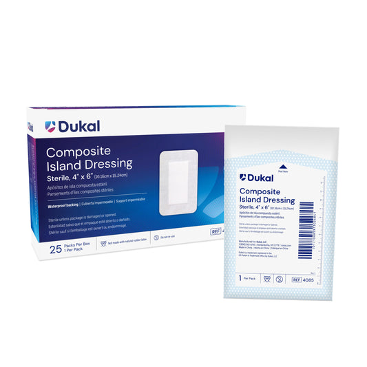 Dukal Composite Island Dressing 4" x 6", Sterile, 25/bx, 4bx/cs