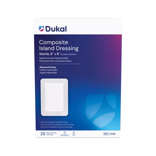 Dukal Composite Island Dressing, 6" x 8", Sterile, 25/bx, 4bx/cs