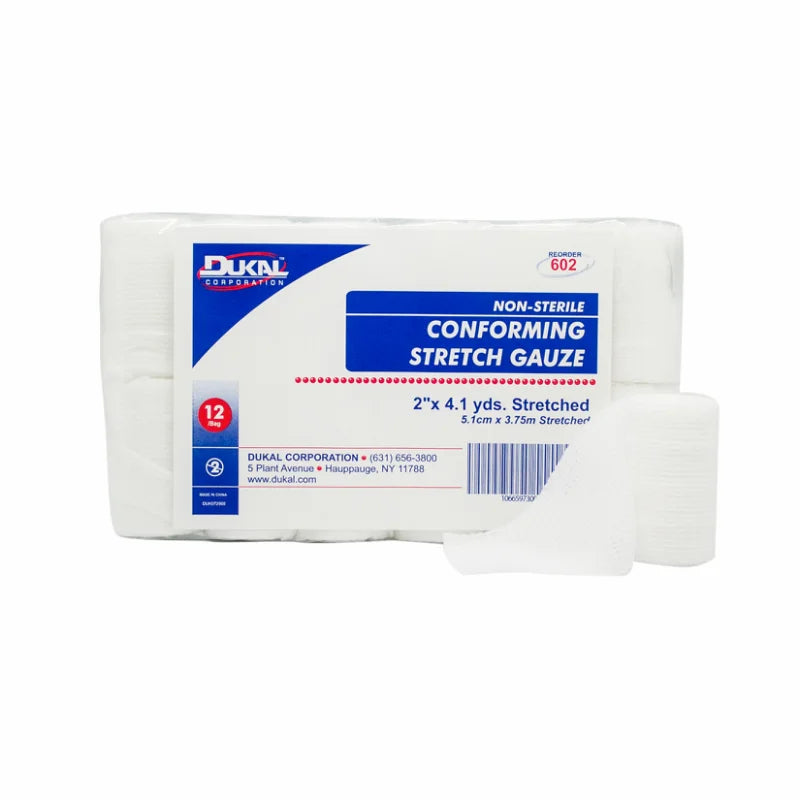 Dukal Non-Sterile Conforming Stretch Gauze 2" x 4.1 yd, 12/bg 8 bg/cs