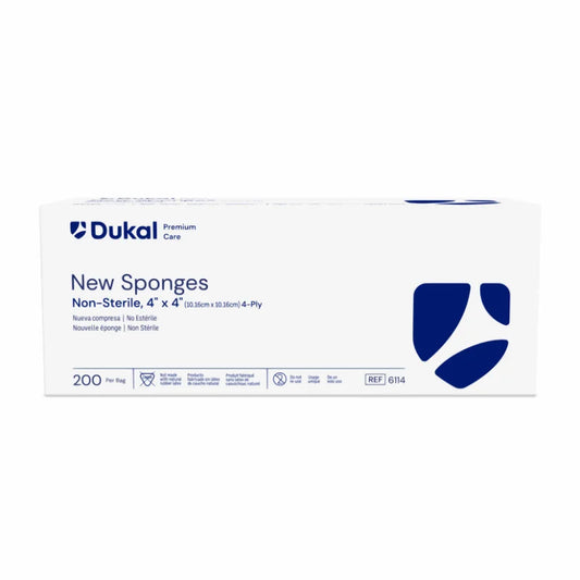 Dukal Premium Care Non-Sterile New Sponges, 4-Ply, 4" x 4", 200/bg 10bg/cs