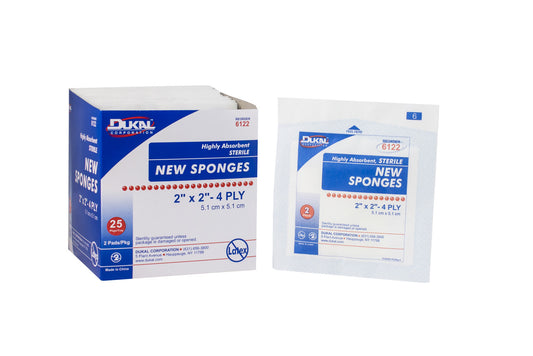 Dukal Sterile New Sponge 2" x 2" 4-Ply, 200/bg 40bg/cs