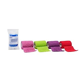 Dukal Cohesive Bandage, Non-Sterile, Latex, 3" x 5 yard, Assorted Color, Pack of 24
