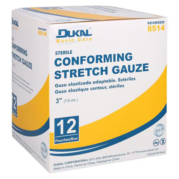Dukal Conforming Stretch Gauze 3" Sterile, 12/bx, 8bx/cs