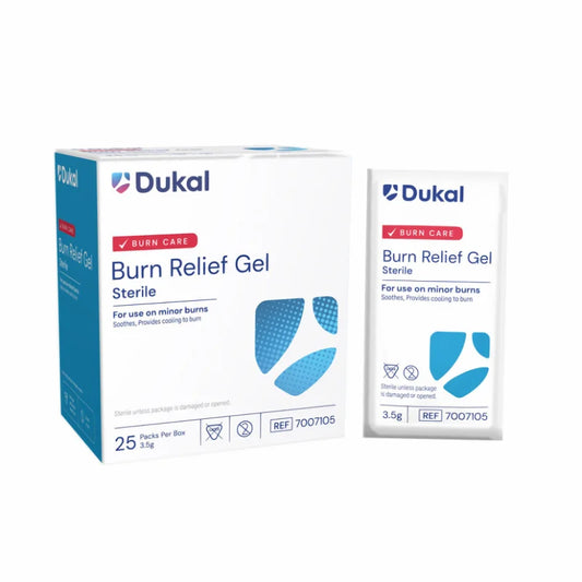 Dukal Sterile Burn Relief Gel, 3.5 g, 1/pk; 25pk/bx; 24bx/cs