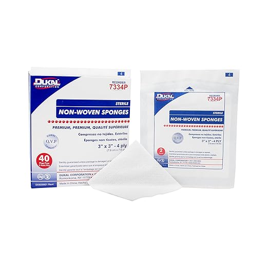 Dukal Premium Sterile Non-Woven Sponge 3"x 3", 4ply, 2/pk 40pk/bx 30bx/cs