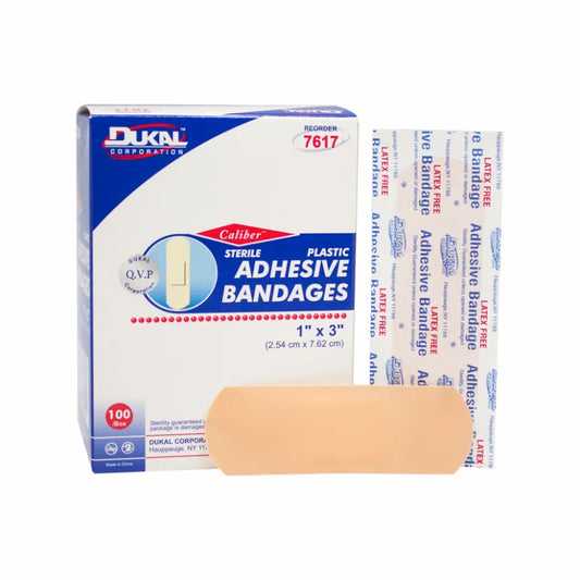 Dukal Sterile Plastic Adhesive Bandages 1" x 3", 100/bx, 24bx/cs
