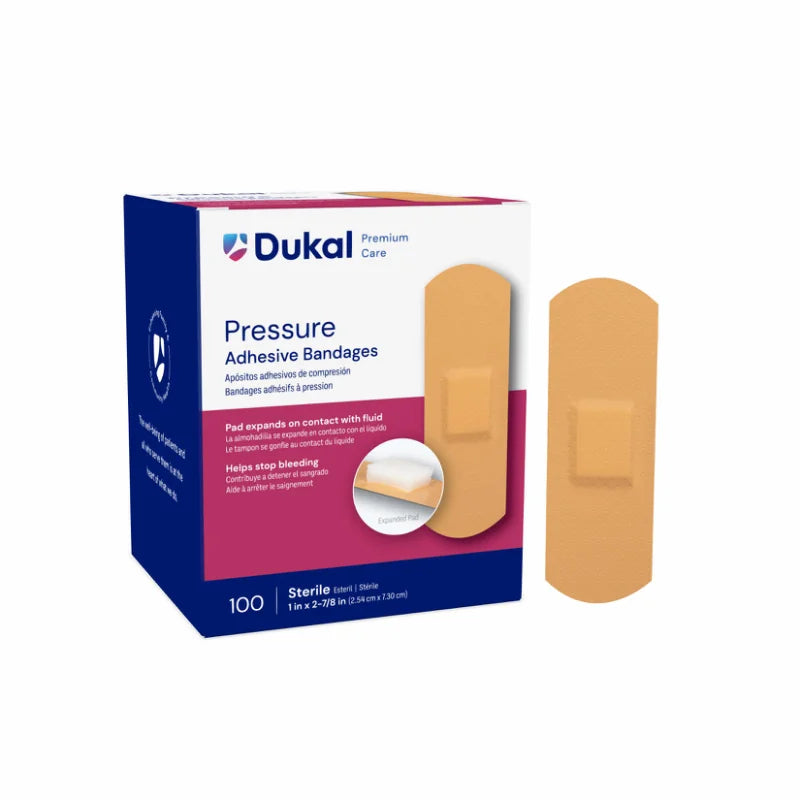 Dukal Pressure Bandage 1in x 2-7/8 in. (2.5cm x 7.0cm), 1pk, 100bx, 24bx/cs