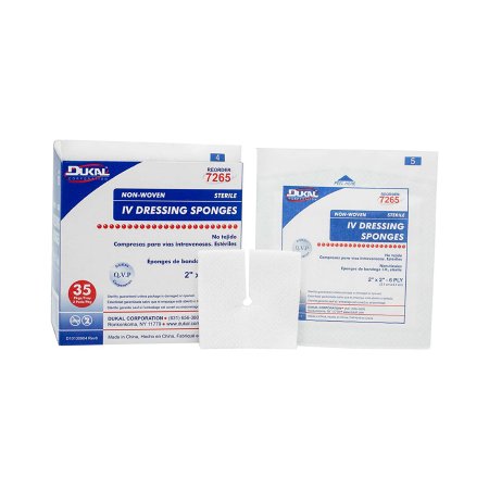 Dukal Sterile Non-Woven I.V. Sponges 2" x 2" 6-Ply, 2/pk 35pk/bx 20bx/cs