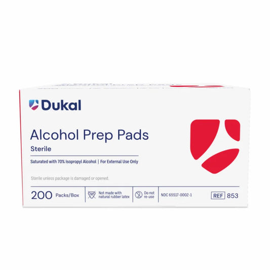 Dukal Sterile Alcohol Pad, 2-Ply, Medium, 1/pch, 200/bx, 20bx/cs