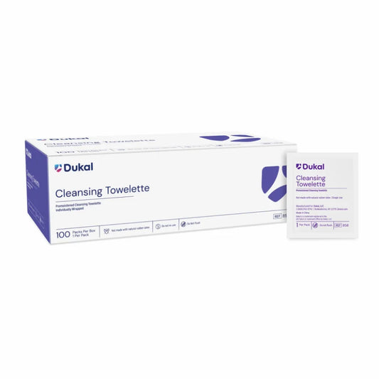 Dukal Cleansing Towelette 5" x 8", Non-Sterile, 1/pch 100/bx 20bx/cs