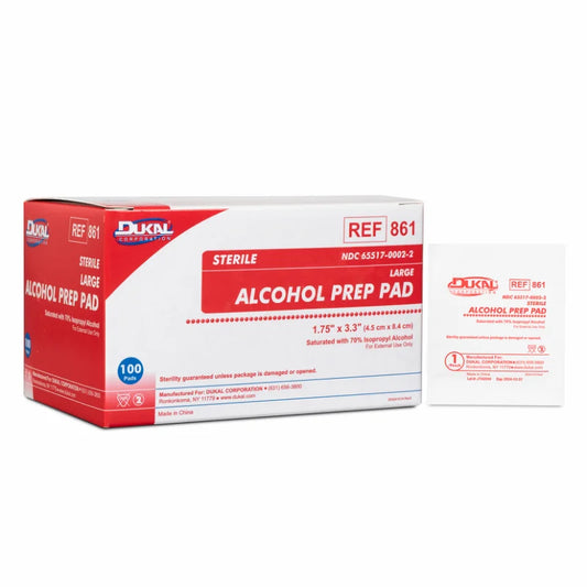 Dukal Sterile Alcohol Pad Large, 1/pk, 100/bx, 10 bx/cs