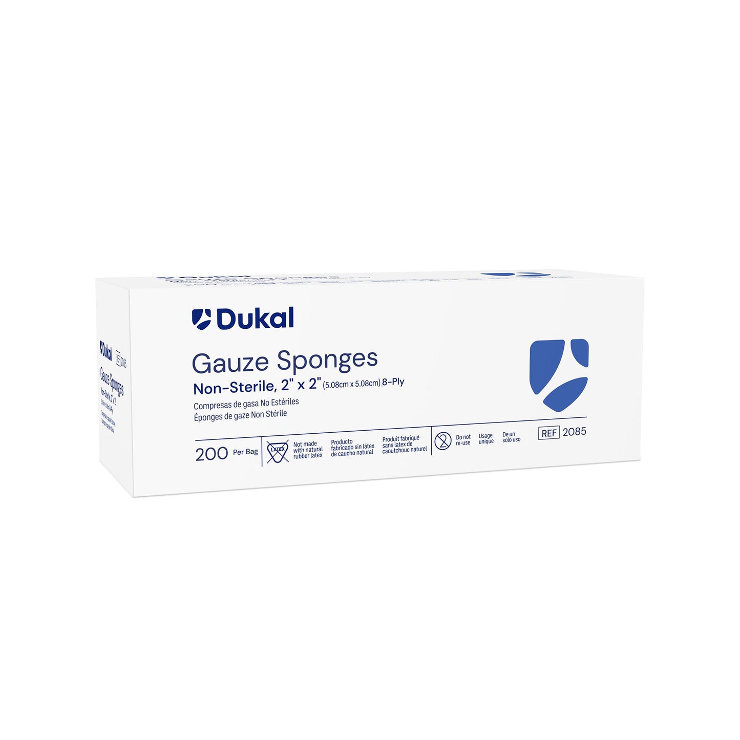 Dukal Gauze Sponge 2 x 2", 8-Ply, Non-Sterile, 200 per Pack, 25/pks (5,000 units)