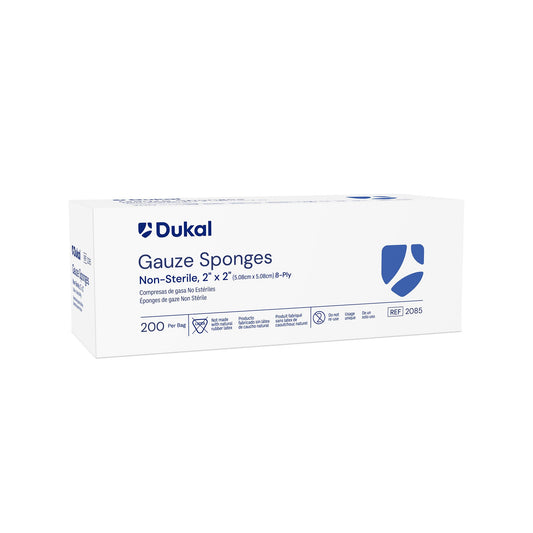 Dukal Gauze Sponge 2 x 2", 8-Ply, Non-Sterile, 200 per Pack, 25/pks (5,000 units)