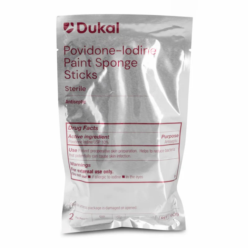 Dukal Povidone-Iodine Paint Sponge Sticks, 2/pk, 80pk/cs