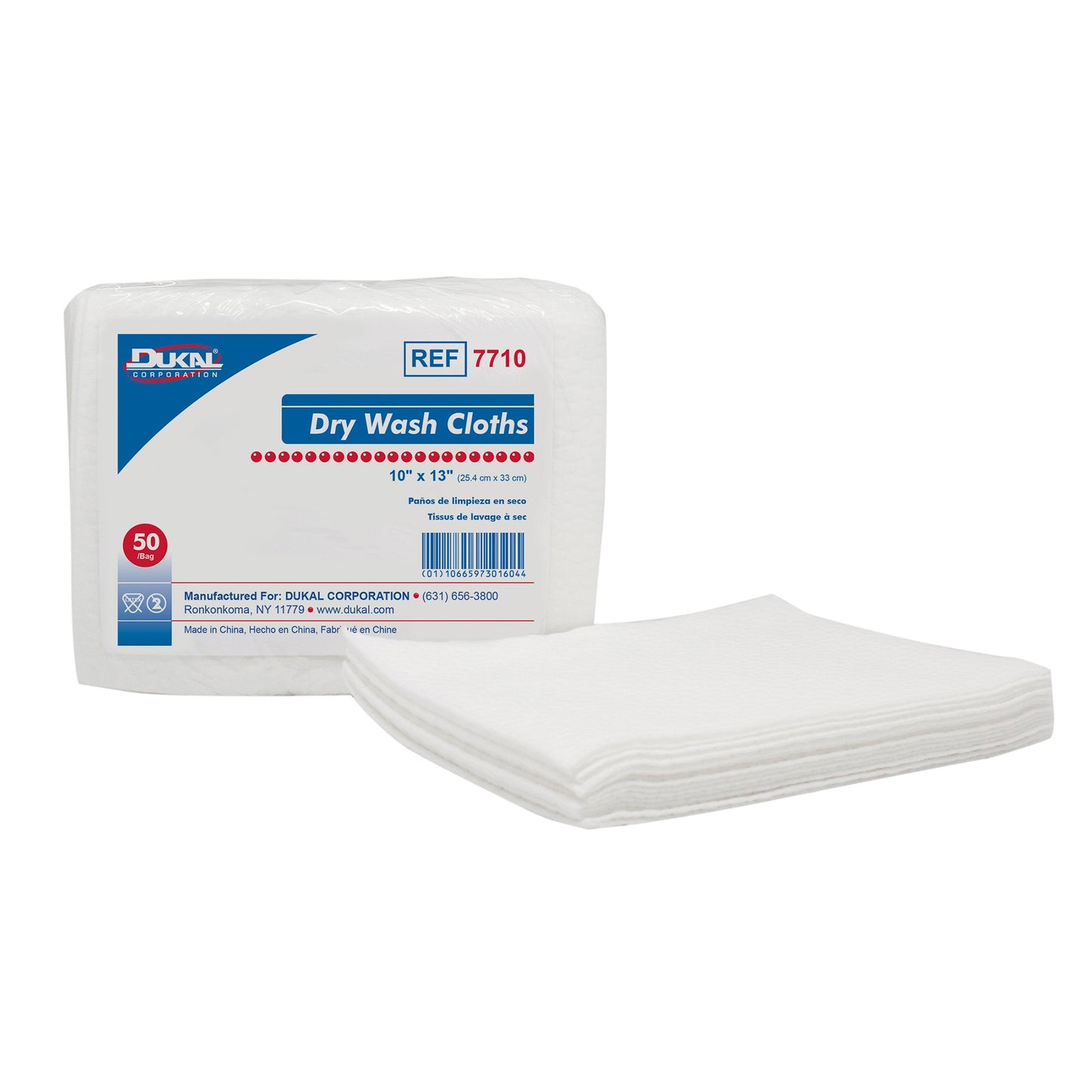 Dukal Dry Wash Cloths 10" x 13", White Disposable, 50/bg 10bg/cs