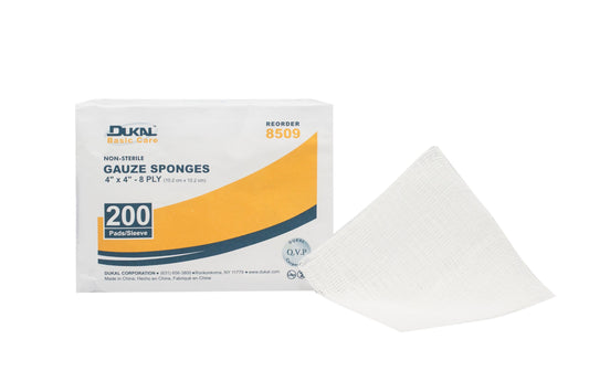 Dukal Gauze Sponge 4" x 4", 8-Ply, Non-Sterile, 200/bg 20bg/cs