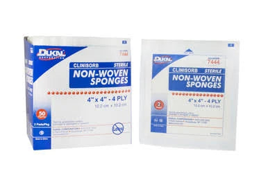 Dukal Sterile Clinisorb Non-Woven Sponges 4" x 4", 4-Ply, 2/pk 50pk/bx 12bx/cs