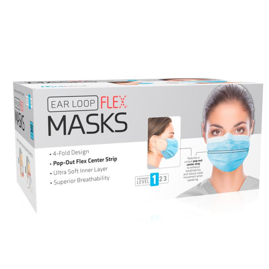 Flex Mask Level 1 Ear-Loop Blue, 50/bx, 20 bx/cs