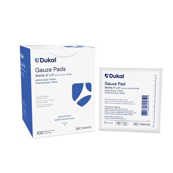 Mesh Gauze Pad 4" x 4" 12 Ply Sterile Square, 1/pk,100/bx, 12bx/cs