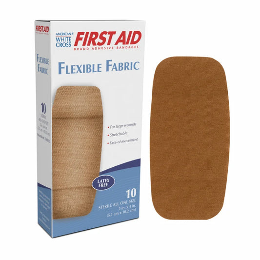 AWC Sterile Lightweight Flexible Fabric Adhesive Bandages 2" x 4", XL, 10/bx, 36bx/cs