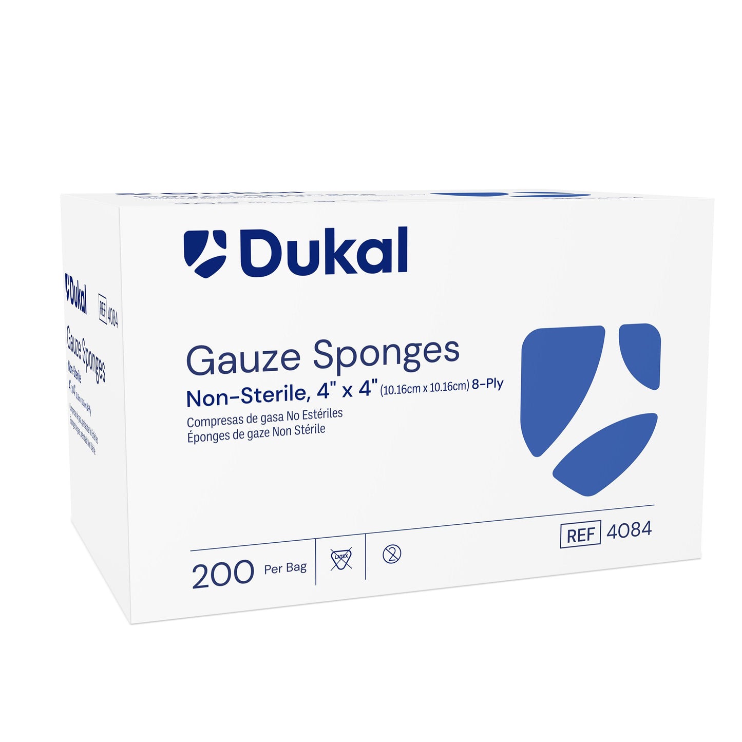 Dukal Gauze Sponge 4" x 4", 8ply, Non-Sterile, 200/bg, 20bg/cs (4,000 units)