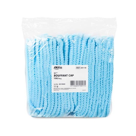 Dukal Bouffant Caps, Blue, 21", 100/bg, 10bg/cs