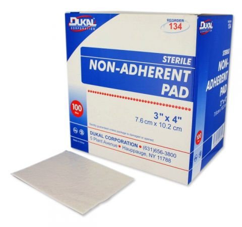 Dukal Non-Adherent Dressing 3 x 4 Inch, Sterile, 1/pk, 100pk/bx 12bx/cs