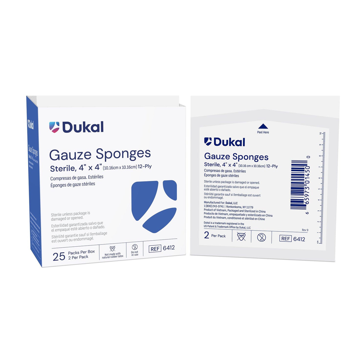 Dukal Gauze Sponge 4" x 4", 12-Ply, Sterile (Pack of 1200)