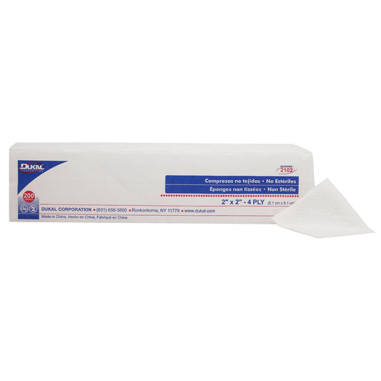 Dukal Nonwoven Sponge Clinisorb 2" x 2", 4-Ply, Non-Sterile, 200 per Pack 20 pks/cs (4000 units)