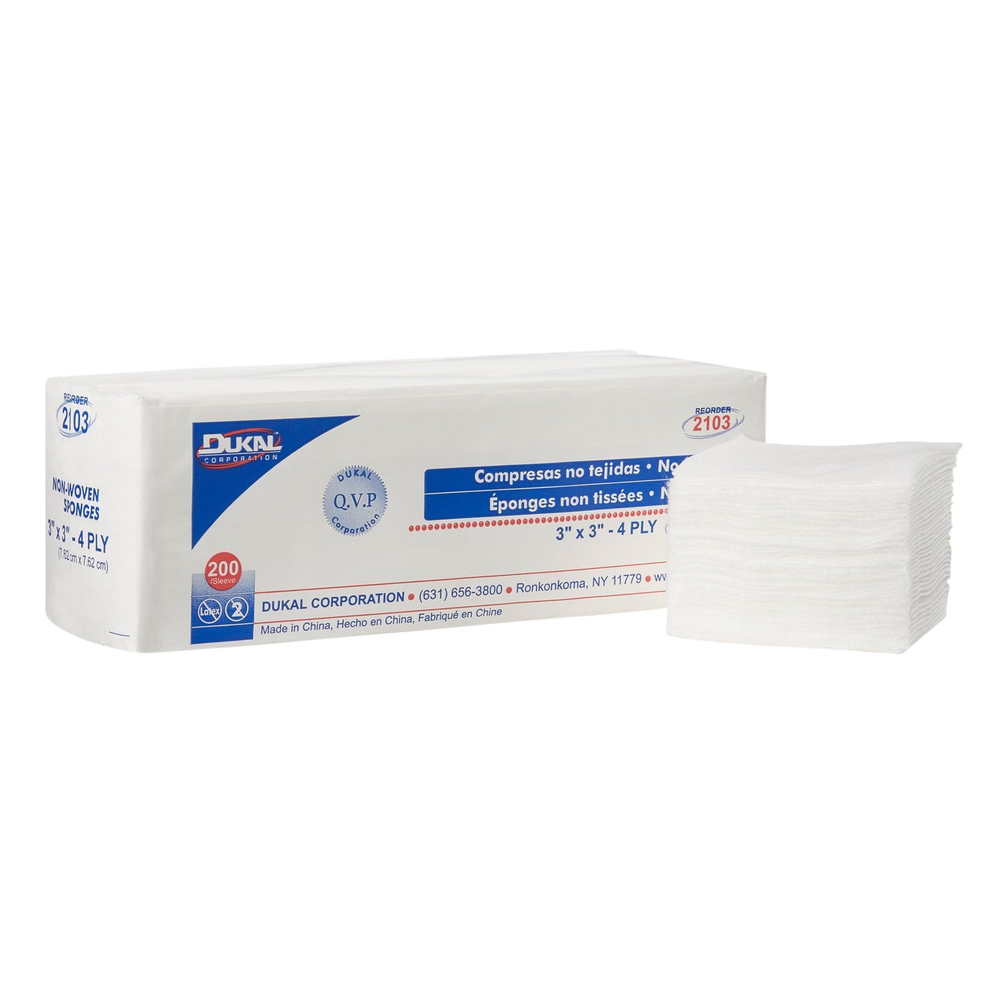 Dukal Nonwoven Sponge Clinisorb 3" x 3", 4-Ply, Non-Sterile, 200/pack 20 pks/cs (4000 units)