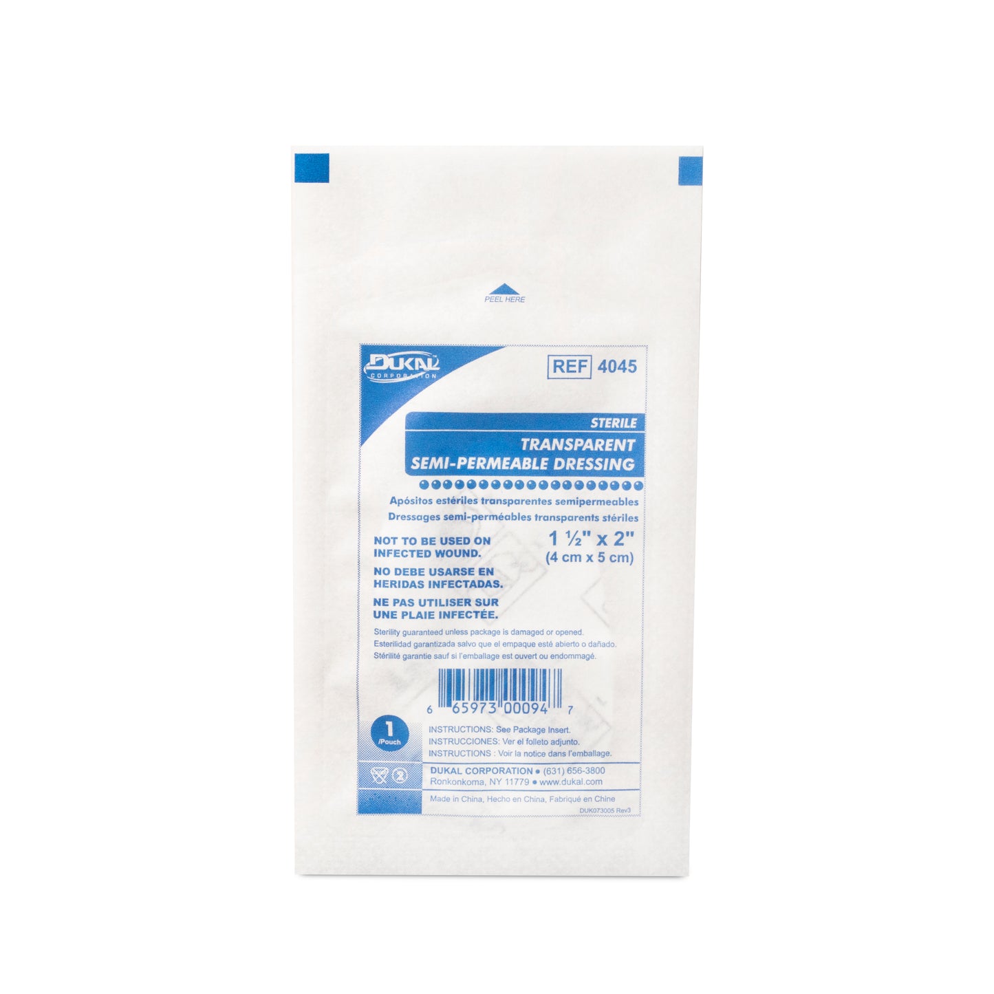 Dukal Transparent Semi-Permeable Dressing 1.5" x 2", Sterile, 1/pk 100pk/bx