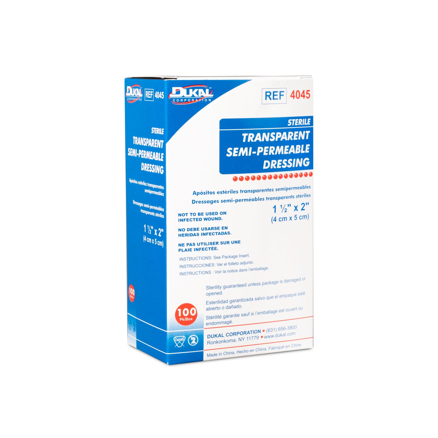 Dukal Transparent Semi-Permeable Dressing 1.5" x 2", Sterile, 1/pk 100pk/bx
