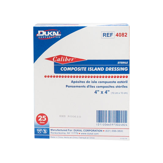 Dukal Composite Island Dressing 4" x 4", Sterile, 25/bx, 8bx/cs