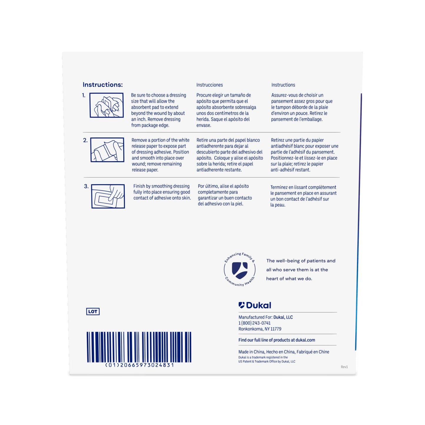Dukal Composite Island Dressing 6" x 6", Sterile, 25/bx, 4bx/cs