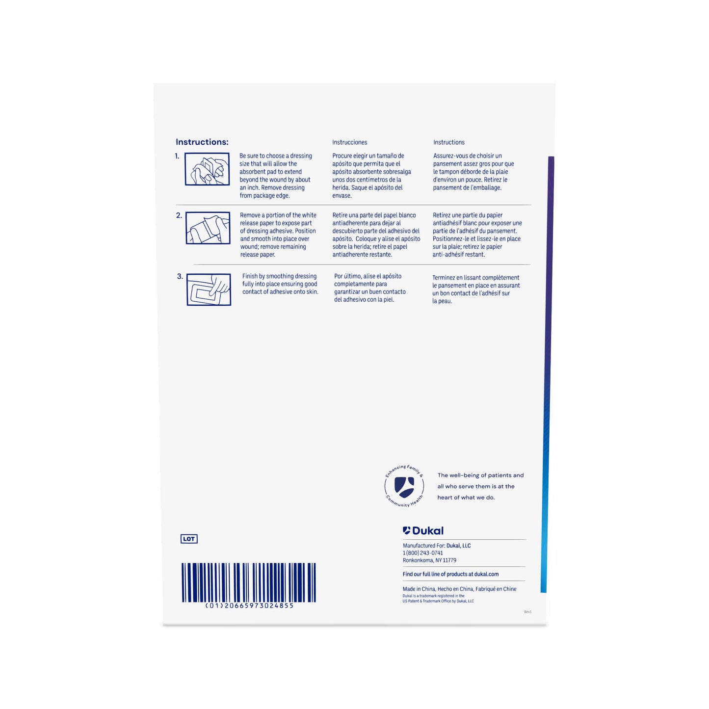 Dukal Composite Island Dressing, 6" x 8", Sterile, 25/bx, 4bx/cs