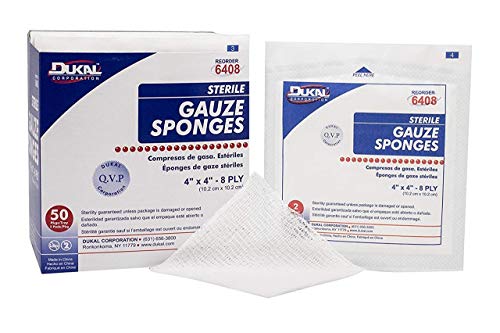 Dukal Gauze Sponge 4" x 4", 8-Ply, Sterile (Pack of 1200)